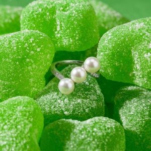 루메아 3구 진주 큐빅 써지컬 실버 여성 반지