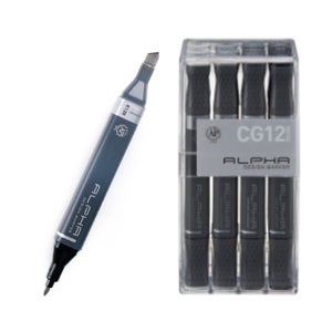 알파색채 디자인 마카 세트 12색 CG 1세트