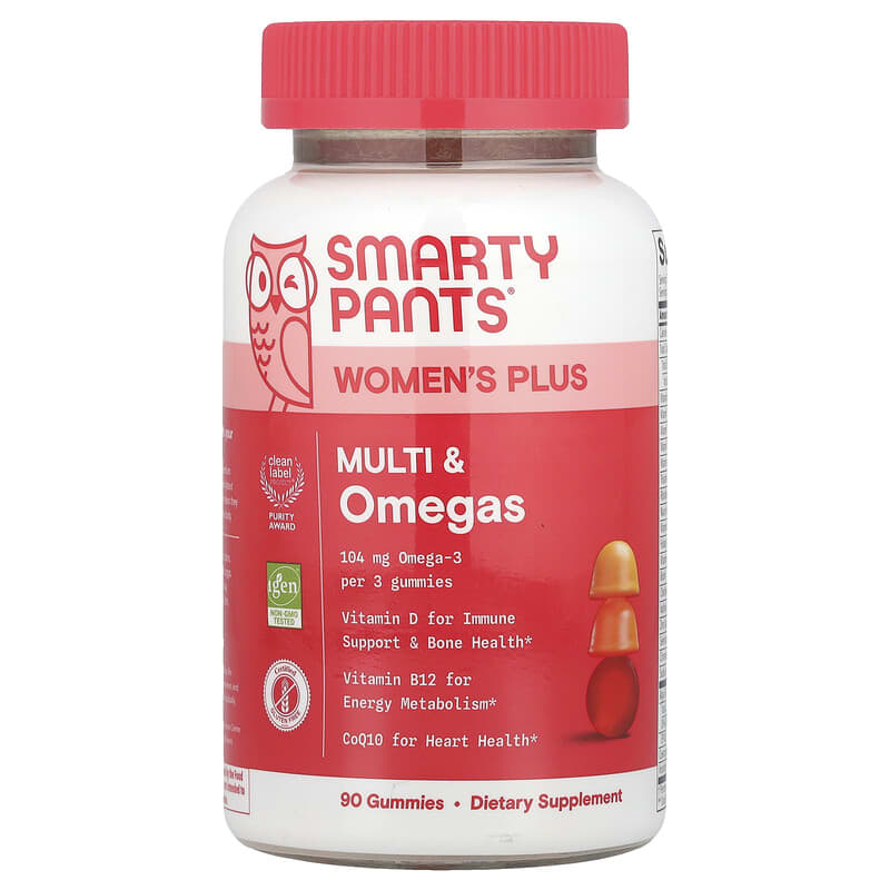 <b>SmartyPants</b> 여성용 플러스 멀티 오메가 구미젤리 딸기 오렌지 레몬 크림 구미젤리
