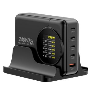 UM2 접지 GAN2 LCD240W PD3.1 블랙 스탠드 멀티5포트 초고속충전기 동시충전