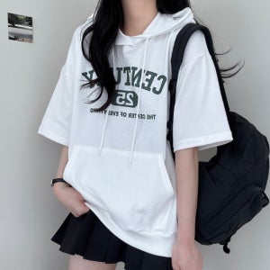 여름 센츄리 반팔 후드티셔츠 꾸안꾸 캐쥬얼룩 여자 후드티