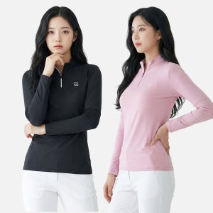 여성 여름 긴팔 등산 티셔츠 하프집업 스판 냉감 쿨 빅사이즈 상의(W6ST21)