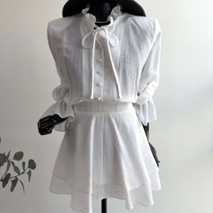 오늘의LIVE [국내생산] 넥프릴리본 지짐이 셔츠 미니원피스 26SS