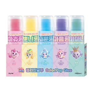 종이나라 캐치 티니핑 컬러 팝 글루 5색 25g 컬러풀 색깔풀 딱풀 고체풀