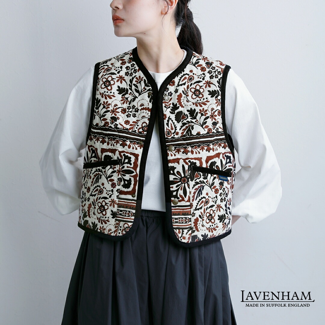 LAVENHAM 라벤햄 자카드 크롭드 소른햄 여성용 베스트 자켓