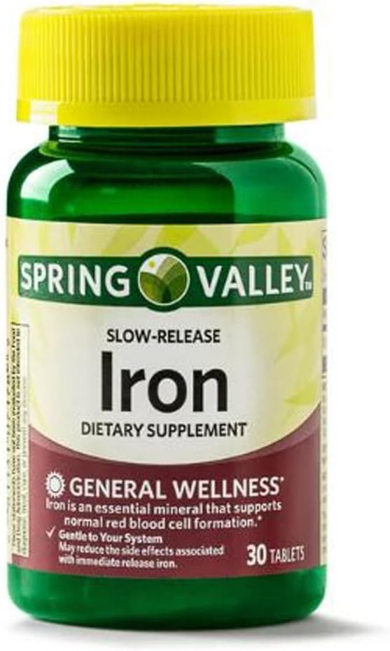 <b>스프링 밸리</b> 느린 방출 철분 정제 식이 보충제 45mg 30개
