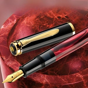 펠리칸 Pelikan M200 레드마블 만년필 한정판 24K 금도금 스페셜 에디션
