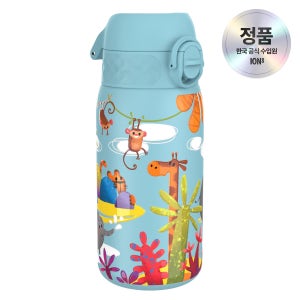 아이온에잇 초경량 가벼운 싱글월 텀블러 키즈 어린이 초등학생 원터치 물병 400ml, 사파리 스카이블루 미니