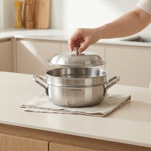 쉐프윈 304STS 스텐 냄비 올인원 멀티쿠커 저당찜기 22cm