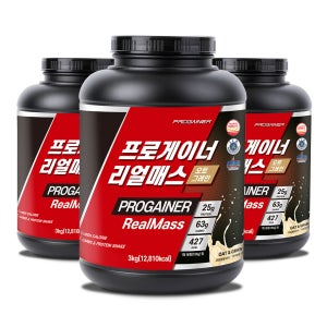 프로게이너 리얼매스 마른체형 벌크업 체중증가 곡물 탄수화물 단백질쉐이크 오트그레인, 3kg, 3개