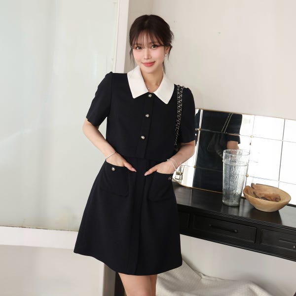 [온라인 단독] [N배송] 로엠 카라 2in1 트위드 미니 원피스 RMOWG25NT1