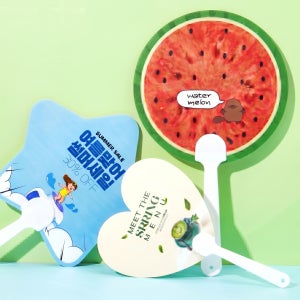 휴대용 모양 부채 굿즈 주문제작 미니 유백색 부채 만들기 양면 인쇄 하트팬시 1000개