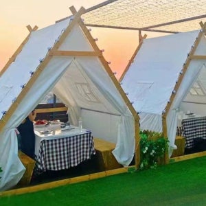 방갈로 삼각 텐트 지붕형 루프탑 인디언 야외그늘막 3x3m 옐로우 [6-8인용] A