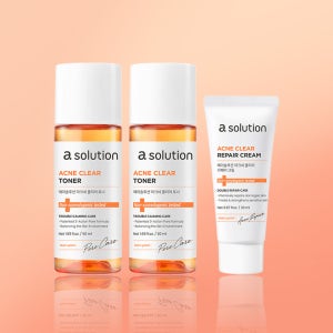 [미니 세트] 에이솔루션 아크네 클리어 어성초 토너 50ML X 2 + 아크네 클리어 리페어 크림 20ML