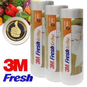 Fresh 3M 롤위생백 대형 3롤 1500매 비닐 마트봉투 투명봉투