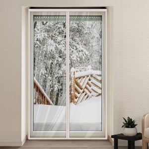 자석 실내보온용 방풍커튼 대 화이트 약120x210cm 판 문 바람막이 틈새막이 현관 뽁뽁이 난방비절약