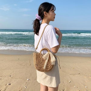 라탄가방 여름 미니 피크닉 여행용 왕골 니트 네트망 비치