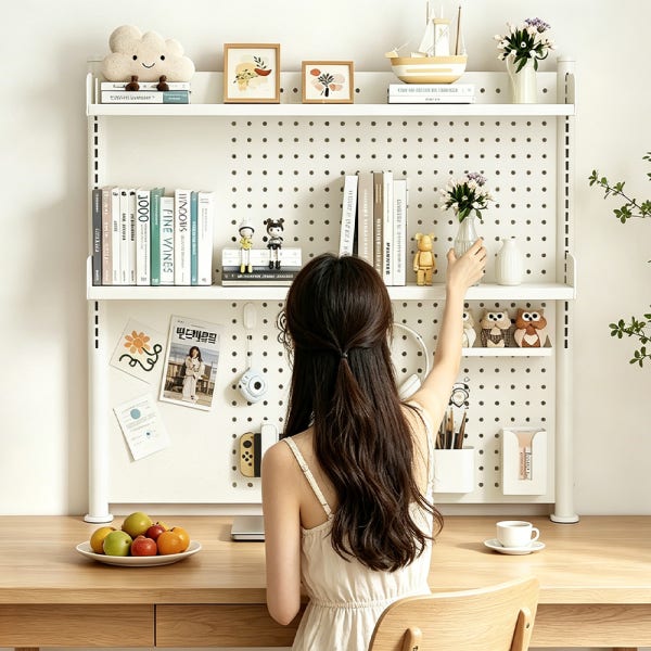 타공판 철제 선반 책상 파티션 스탠드 인테리어 페그보드 액세서리 18종 60cm 컴팩트