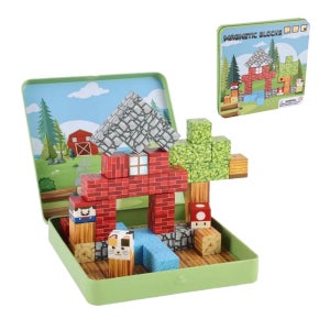 큐브맥스 틴케이스 큐브미니블럭 숲속마을 49PCS 유아 휴대용 자석블록