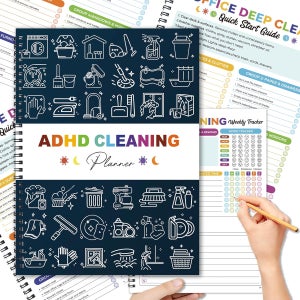 트로피네 ADHD 청소 계획자 재사용 가능한 일정 및 체크리스트 정리함 가정 내 집안일 추적 스트레스 없는 정리를 위한 일일 월간 관리 시스템 Blue