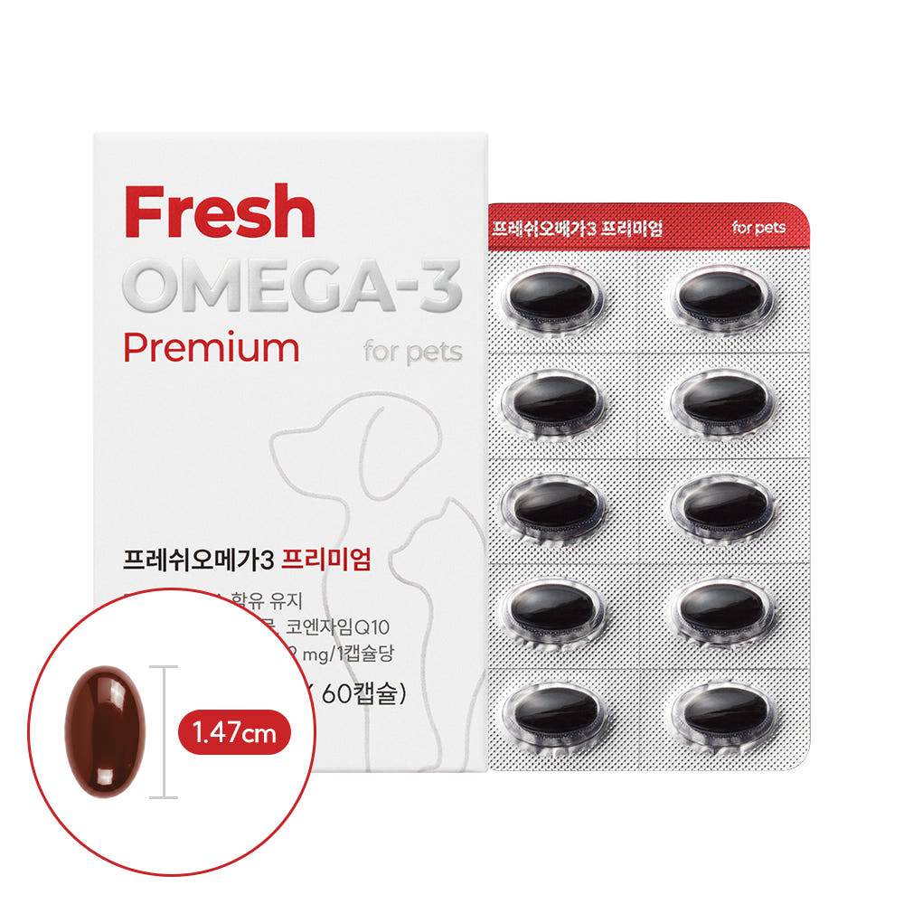 반려다움 순도80% 오메가3프리미엄 아스타잔틴 코엔자임Q10 강아지고양이 60캡슐, 1개