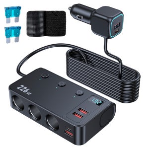카모아 차량용 멀티 소켓 PD45W 초고속 시거잭 충전기 USB C타입 9포트 226W 스위치 3구