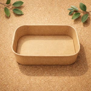 직사각 종이용기 R500 크라프트 210KB 샐러드 포장도시락 용기, 100개