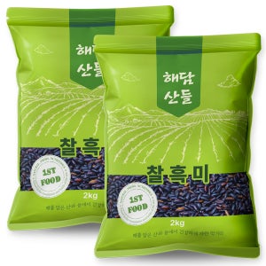 국산 찰흑미 4kg (2kg x 2봉) l 블랙푸드 검정쌀 흑미 잡곡 l 지퍼팩 포장