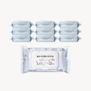 (10팩/1,000매) 놀로 이지클린 바디티슈 강아지 고양이 산책 목욕 눈물자국 설채현 펫티슈 100매, 10팩