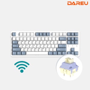 다얼유 EK87PRO 유 무선 기계식 키보드 텐키리스 화이트, 저소음 마쉬멜로축