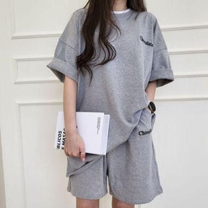 여름 여성 오버핏 데일리 캐주얼 세트 운 반팔 반바지 반팔반 팔 바지 여자 여성 셋업 반