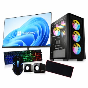 블랙 게이밍 컴퓨터 세트 배그 발로란트 롤 게임용 PC 사무용 데스크탑 00번 24 풀세트