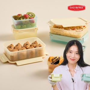 [이지앤프리플러스] 에어클립 프레시 모듈 밀폐용기 체험팩 4종 7P 세트 민트,레몬