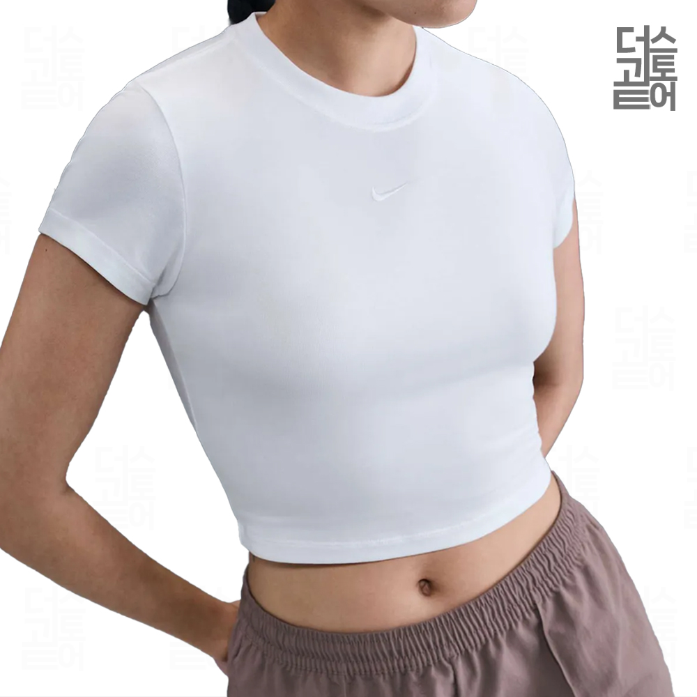 (국내매장판) 나이키 칠 니트 크롭 티셔츠 화이트 반팔 기본 흰색 HF9539-100