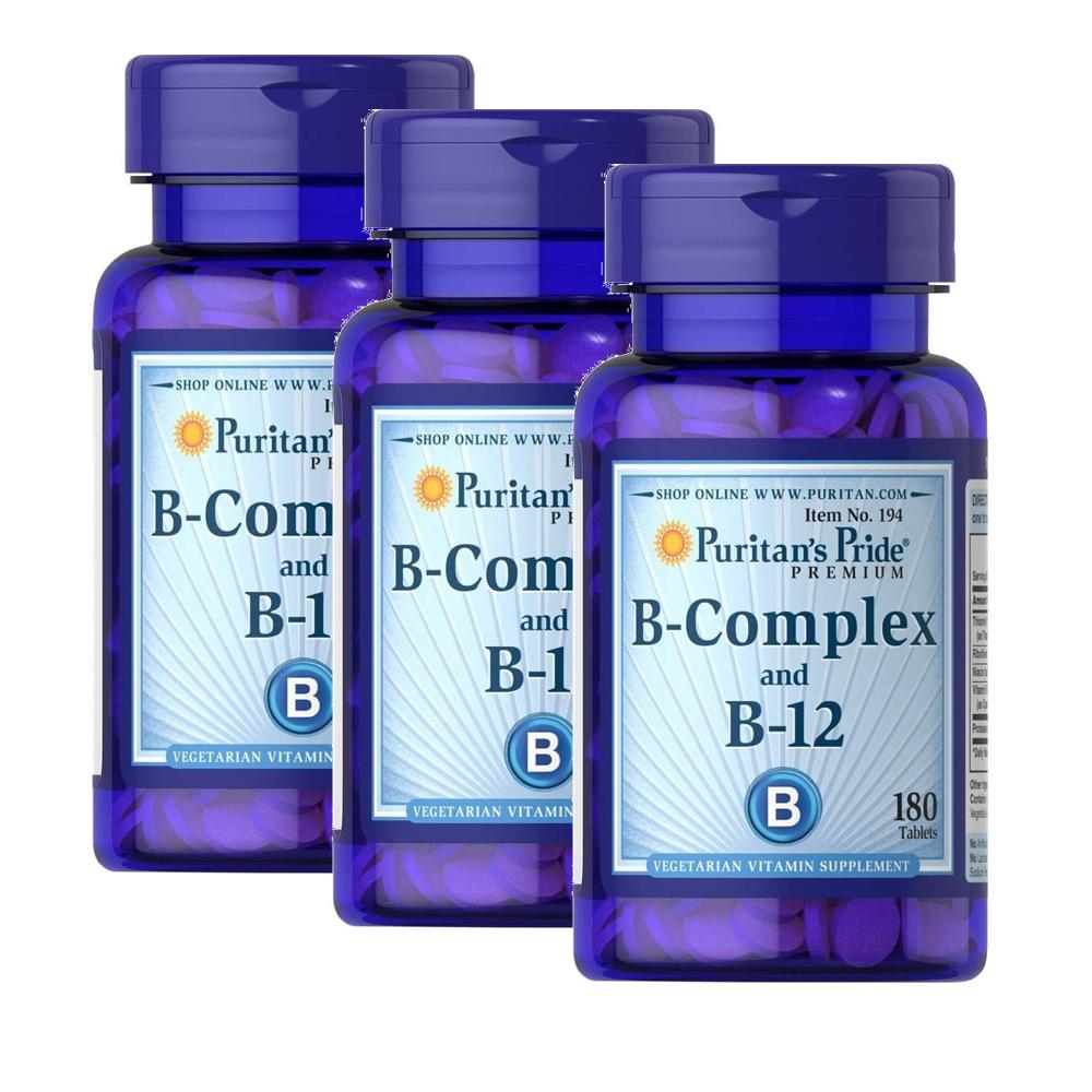 퓨리탄스프라이드 <b>B 컴플렉스</b> <b>비타민B</b>12 180정 3개 Puritans Pride Vitamin <b>B</b>-Complex Vitamin <b>B-12</b>