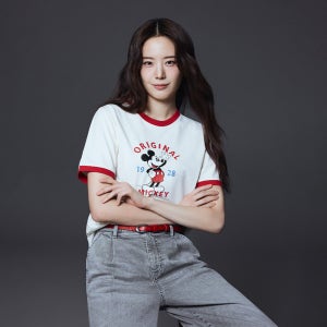 폴햄 여성 쿨코튼 디즈니 콜라보 크롭 링거 반팔티_PHG2TS2430