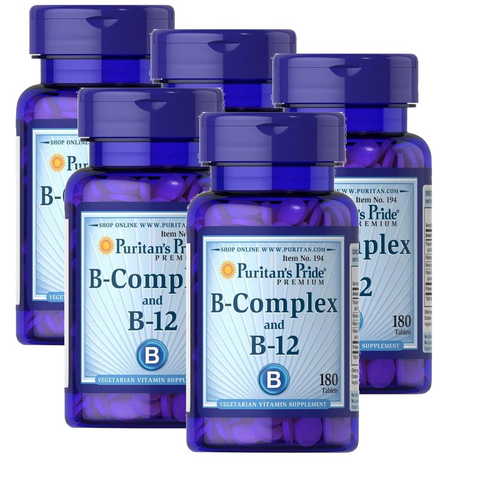 퓨리탄스프라이드 <b>B 컴플렉스</b> <b>비타민B</b>12 180정 5개 Puritans Pride Vitamin <b>B</b>-Complex Vitamin <b>B-12</b>