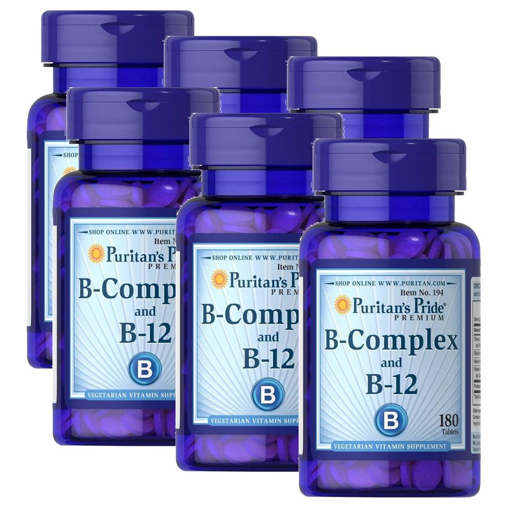 퓨리탄스프라이드 <b>B 컴플렉스</b> <b>비타민B</b>12 180정 6개 Puritans Pride Vitamin <b>B</b>-Complex Vitamin <b>B-12</b>