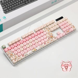 유선 발광 기계식 PBT 테마 키캡 핫스왑 블루 레드 블랙