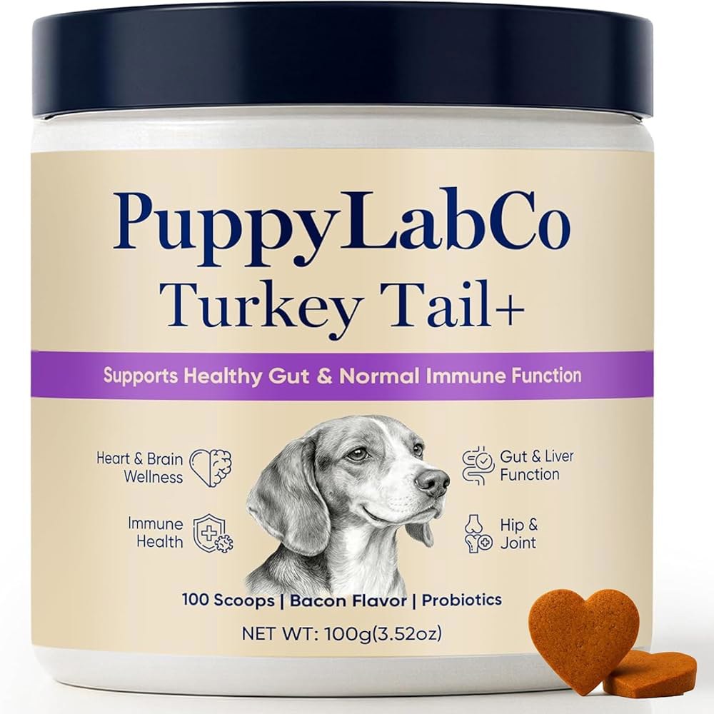 PUPPYLABCO <b>TURKEY</b> 면역 프로바이오틱스 <b>TAIL</b> 지원 버섯 강아지용 소화