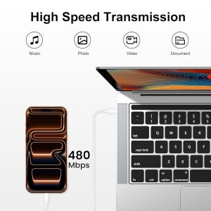 충전기 고속 충전, 10FT 및 6FT USB C to 케이블이 포함된 20W 충전 블록( Pro 13 / 12.9 11 인치, A16 10 세대, Air 인치 M4 M3 M2