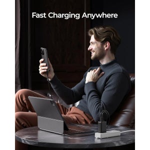 67W USB C 충전기, 접이식 플러그가 있는 3포트 GaN 고속 충전 블록, 맥북 프로 /에어, 프로, 16 /15 /프로, 갤럭시 S25 /S24, 노트20, 픽셀, , (블