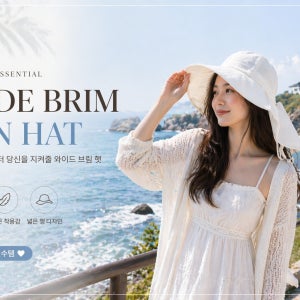 도착보장 UV 차단 와일드 브림 썬 햇 햇빛차단 벙거지 물놀이 버킷햇 목가림 화이트