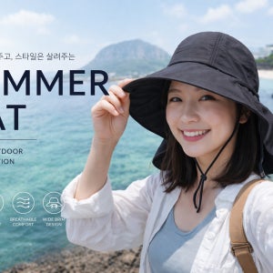 도착보장 UV 차단 와일드 브림 썬 햇 햇빛차단 벙거지 물놀이 버킷햇 목가림 블랙