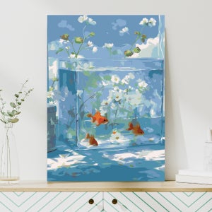 원그리드 DIY 명화그리기 세트 캔버스 유화 페인팅 300x400mm, 블루 오아시스