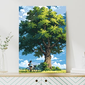 원그리드 DIY 명화그리기 세트 캔버스 유화 페인팅 300x400mm, 자전거 탄 풍경