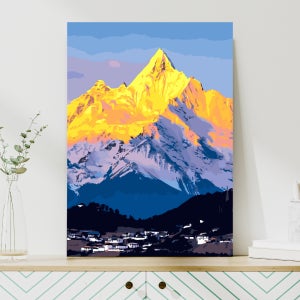 원그리드 DIY 명화그리기 세트 30x40cm 유화 풍경화 꽃 그림 취미 황금빛 노을 설산