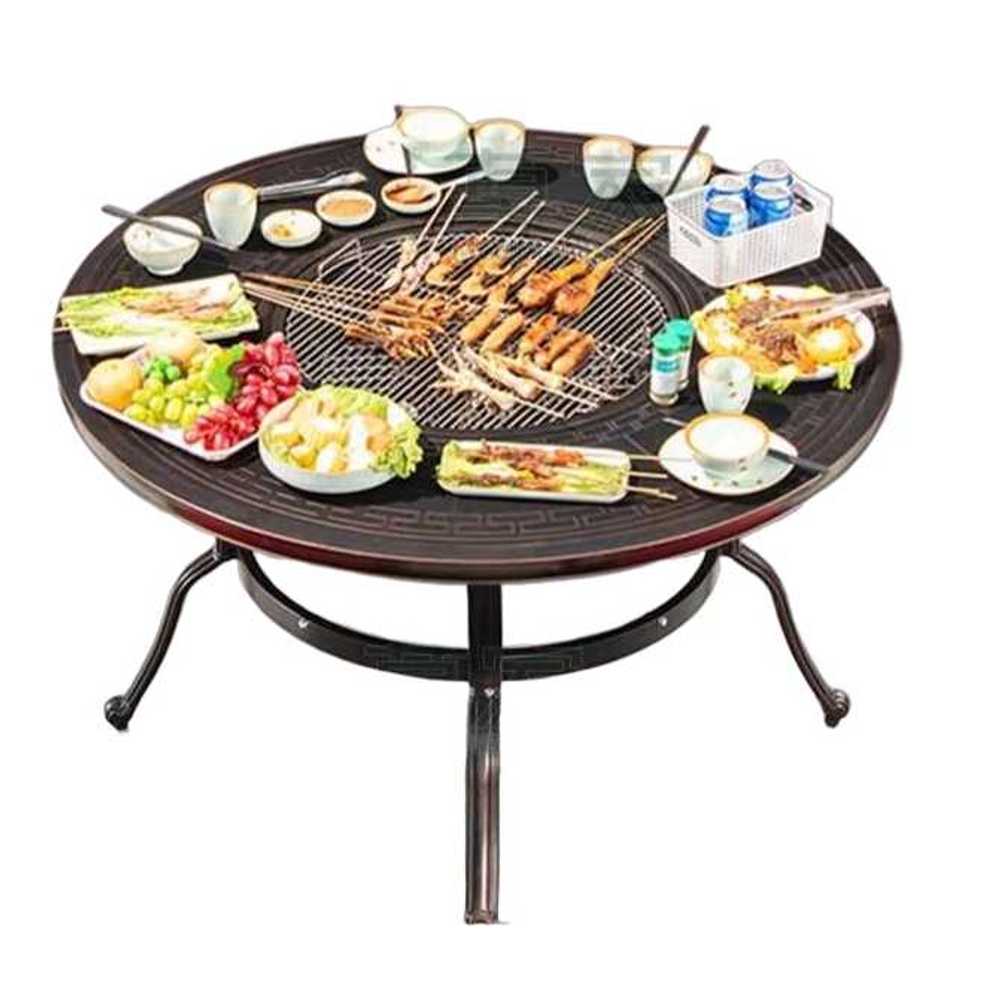 원형 화로 테이블 캠핑 식탁 그릴 야외 테라스 바베큐 90cm 무늬