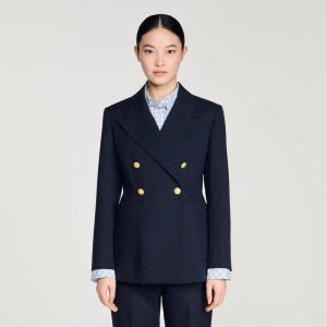 SANDRO 산드로 26SS 더블 브레스트 테일러드 울 자켓 네이비