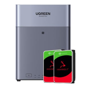 유그린 나스 4베이 NAS DH4300Plus + 아이언울프 나스용 하드디스크 4TB x 2ea